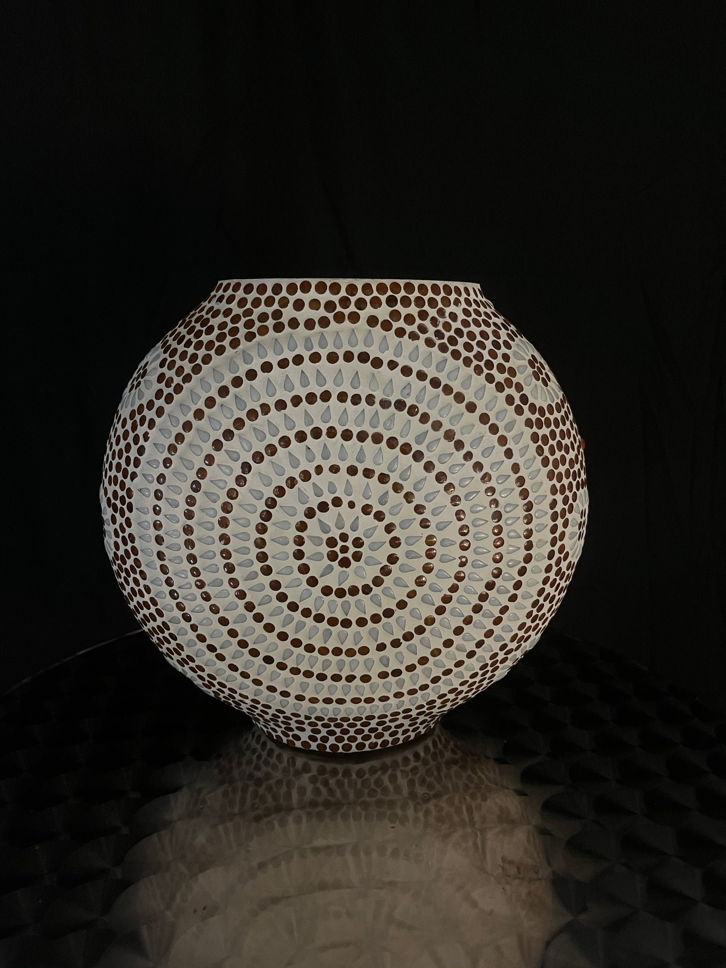 Handgefertigte Glasmosaik-Tischlampe „Sunset“ – Ovalform, E27-Fassung