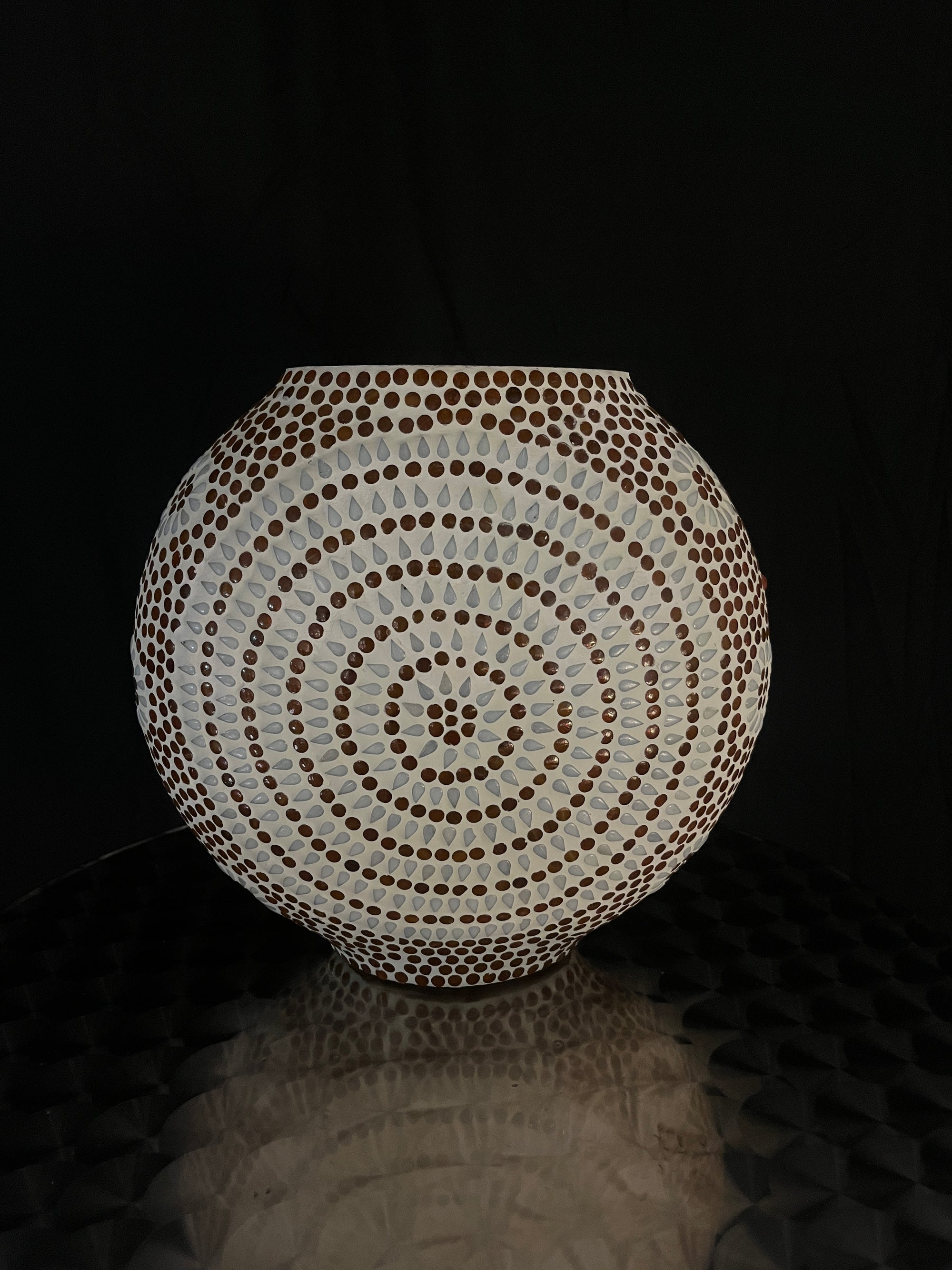 Handgefertigte Glasmosaik-Tischlampe „Sunset“ – Ovalform, E27-Fassung