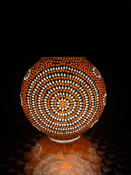 Handgefertigte Glasmosaik-Tischlampe „Sunset“ – Ovalform, E27-Fassung