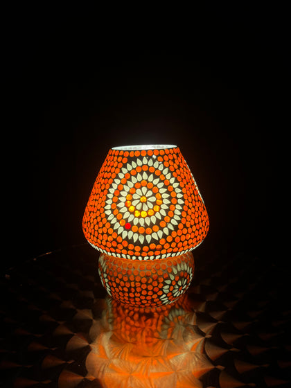Handgefertigte Glasmosaik-Tischlampe „Sunset“ – Pilz