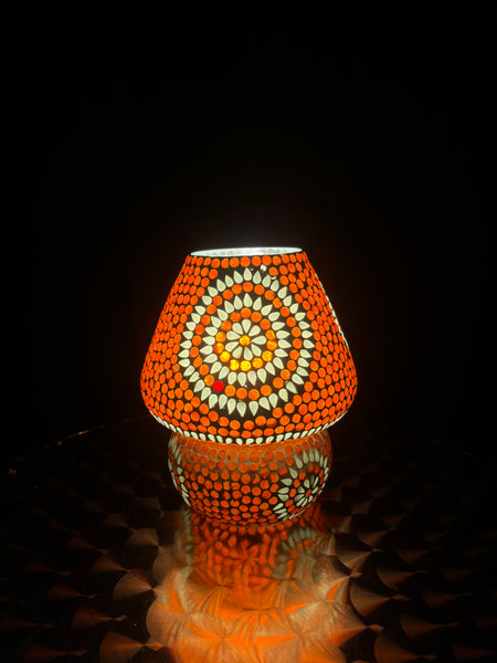 Handgefertigte Glasmosaik-Tischlampe „Sunset“ – Pilzform, E27-Fassung