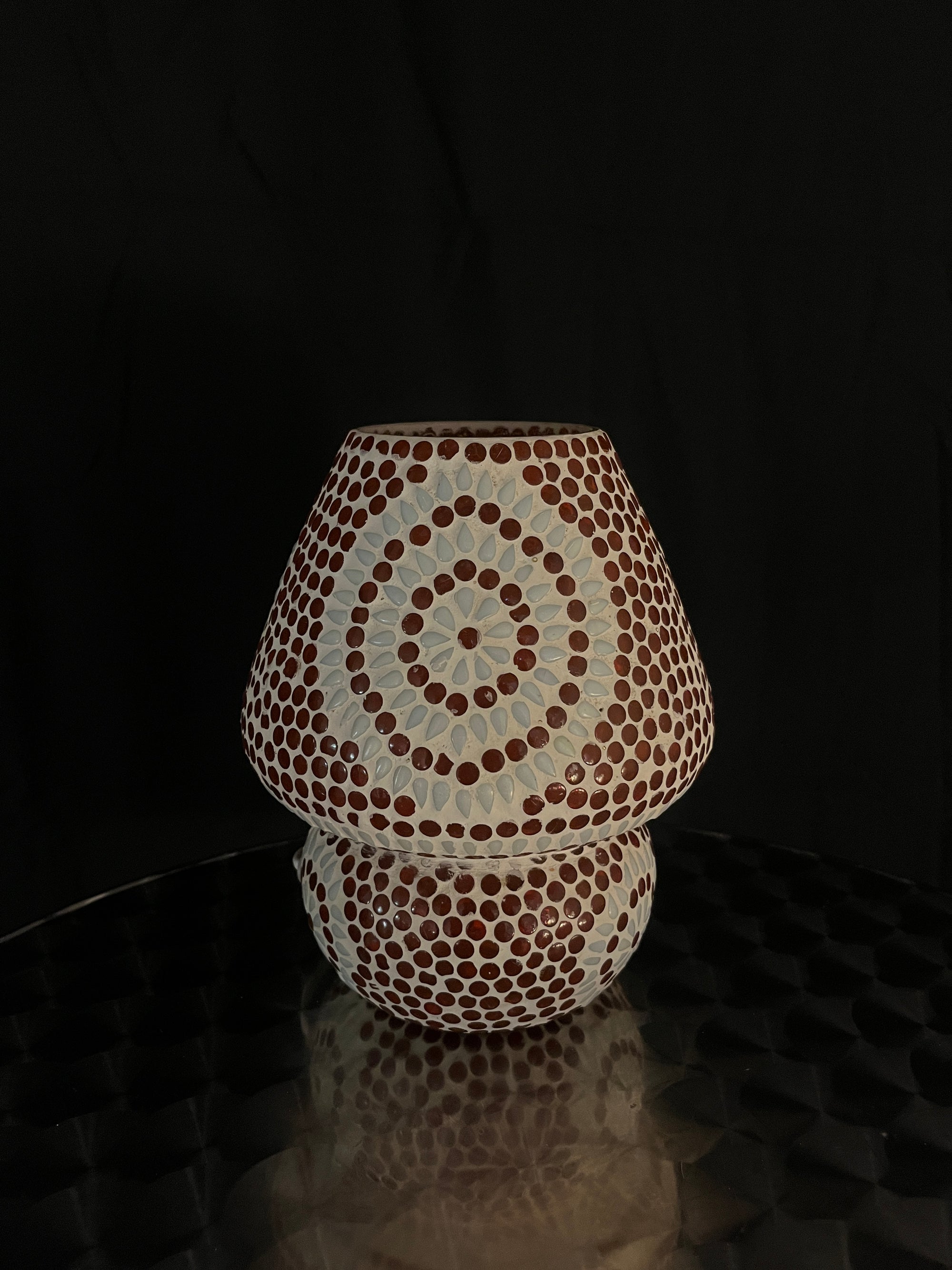 Handgefertigte Glasmosaik-Tischlampe „Sunset“ – Pilz