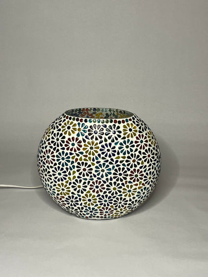 Handgefertigte Glasmosaik-Tischlampe Flower Garden – Oval