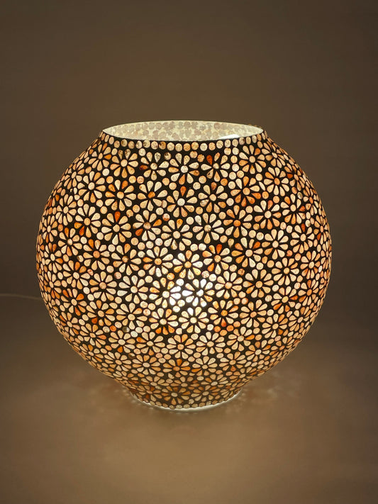 Handgefertigte Glasmosaik-Tischlampe Yellow Daisy – Oval