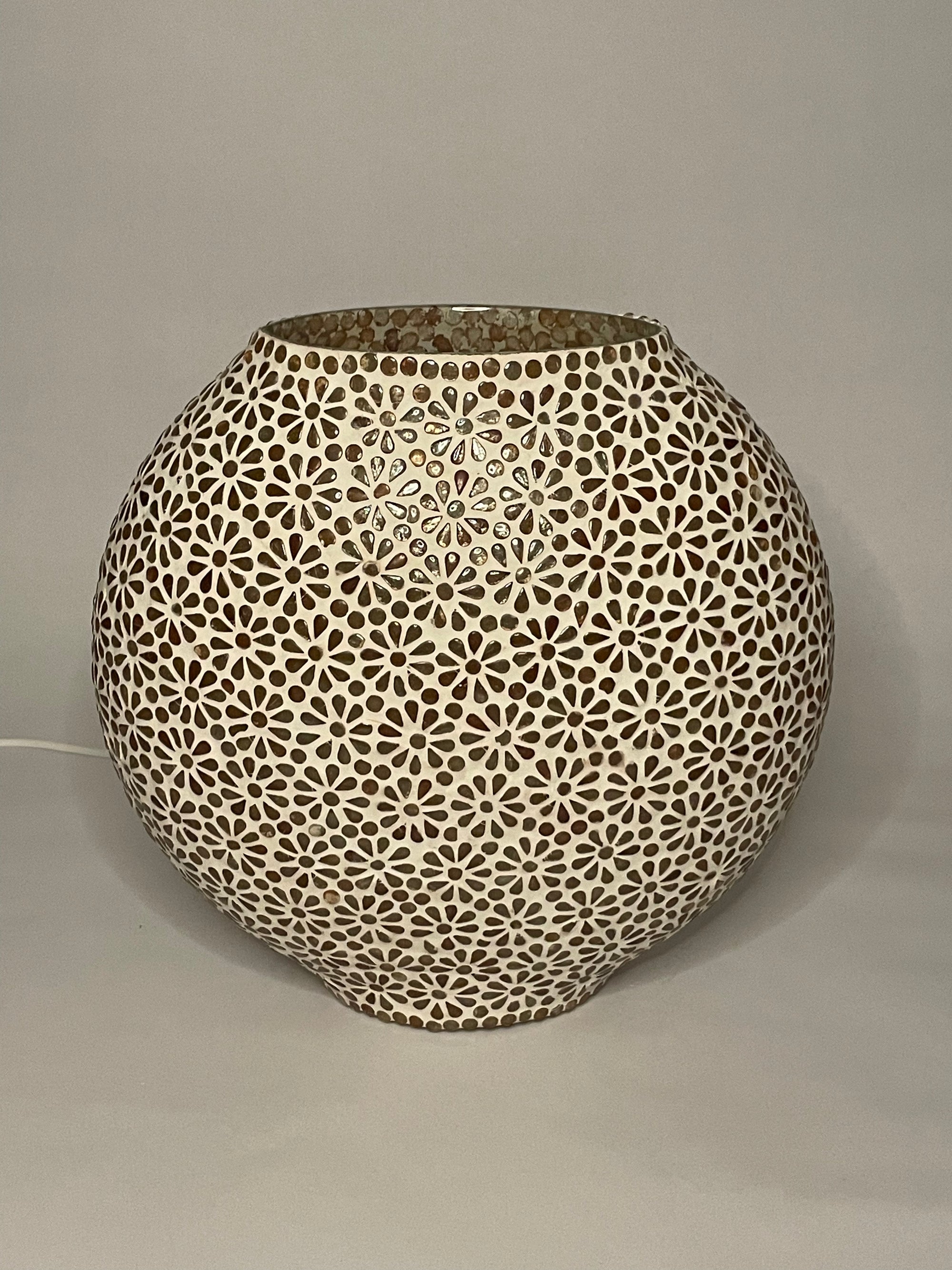 Handgefertigte Glasmosaik-Tischlampe Yellow Daisy – Oval