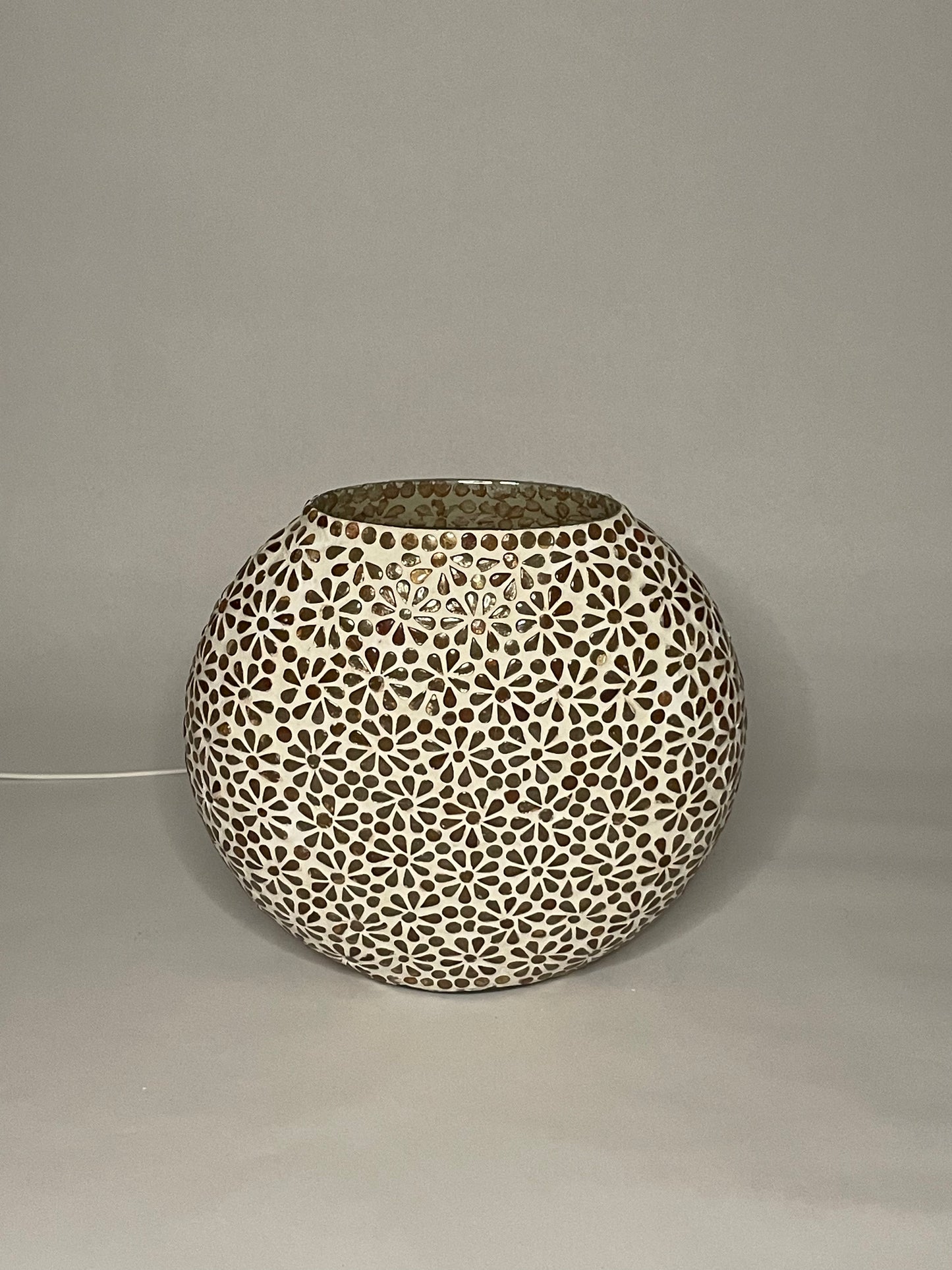 Handgefertigte Glasmosaik-Tischlampe Yellow Daisy – Oval