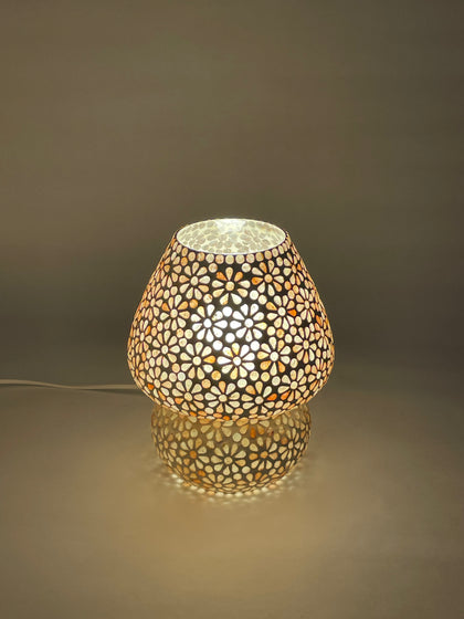 Handgefertigte Glasmosaik-Tischlampe Yellow Daisy – Pilz