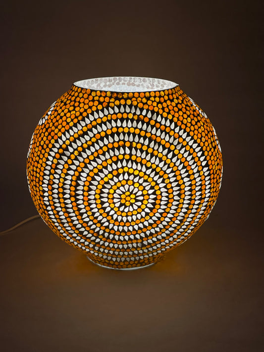 Handgefertigte Glasmosaik-Tischlampe Sunset – Oval