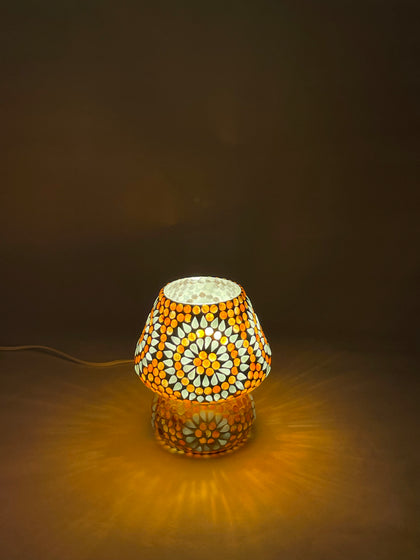 Handgefertigte Glasmosaik-Tischlampe Sunset – Pilz