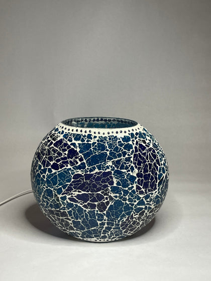 Handgefertigte Glasmosaik-Tischlampe Blue Bay – Oval