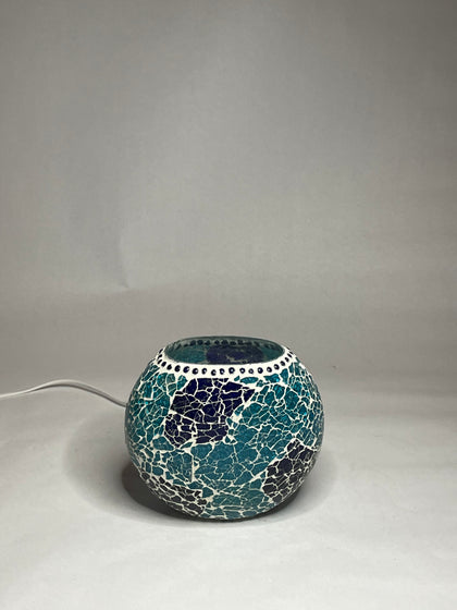 Handgefertigte Glasmosaik-Tischlampe Blue Bay – Oval