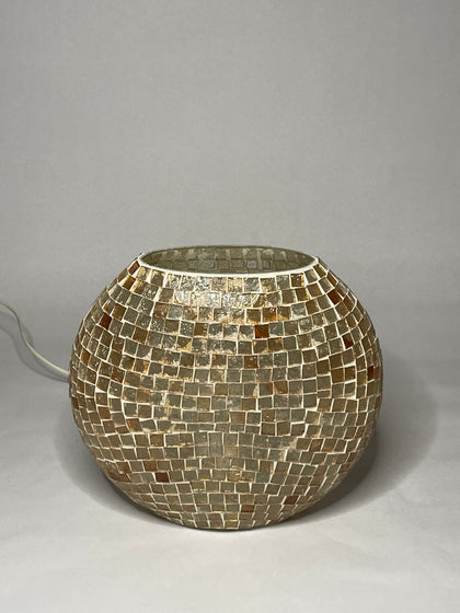 Handgefertigte Glasmosaik-Tischlampe Artist's Yellow – Oval