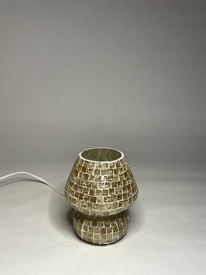 Handgefertigte Glasmosaik-Tischlampe Artist's Yellow – Pilz