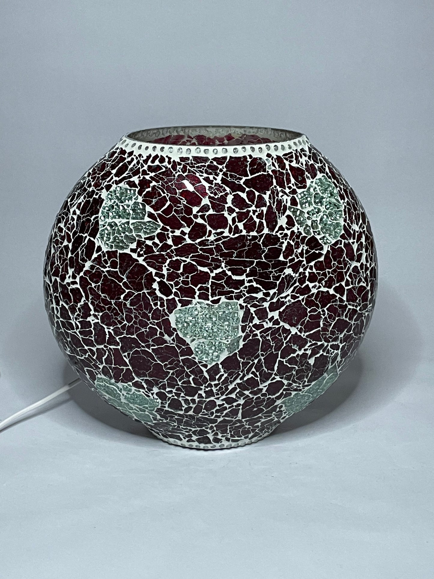 Handgefertigte Glasmosaik-Tischlampe Vulcanic Eruption – Oval