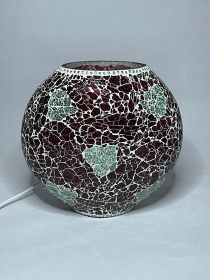 Handgefertigte Glasmosaik-Tischlampe Vulcanic Eruption – Oval