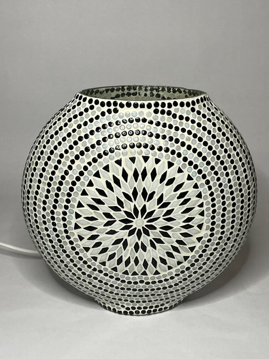 Handgefertigte Glasmosaik-Tischlampe Yin&Yang – Oval