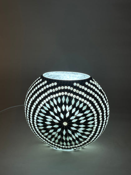 Handgefertigte Glasmosaik-Tischlampe Yin&Yang – Oval