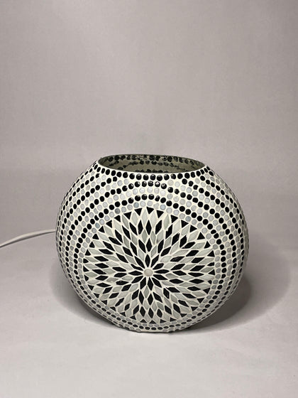 Handgefertigte Glasmosaik-Tischlampe Yin&Yang – Oval