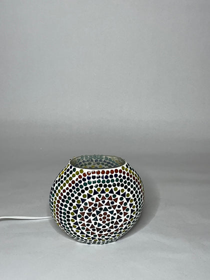 Handgefertigte Glasmosaik-Tischlampe Wheel Mandala – Oval