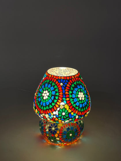 Handgefertigte Glasmosaik-Tischlampe Rainbow – Pilz