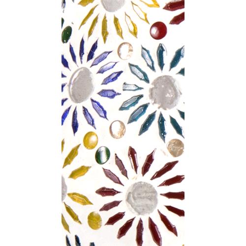 Handgefertigte Glasmosaik-Tischlampe „Mirror Daisy“ – Oval