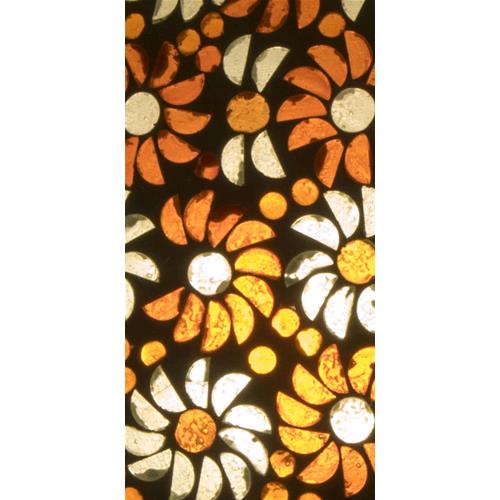 Handgefertigte Glasmosaik-Tischlampe „Orange Blossom“ – Ovalform, E27-Fassung