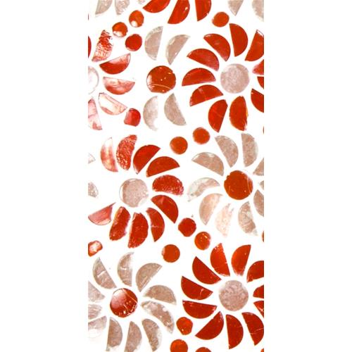 Handgefertigte Glasmosaik-Tischlampe „Orange Blossom“ – Oval