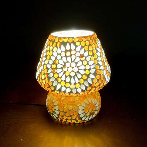 Handgefertigte Glasmosaik-Tischlampe „Sunset“ – Pilz