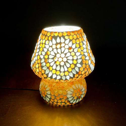 Handgefertigte Glasmosaik-Tischlampe „Sunset“ – Pilz