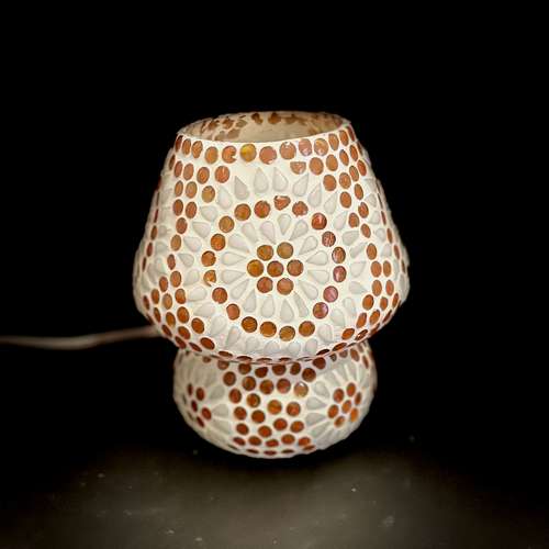Handgefertigte Glasmosaik-Tischlampe „Sunset“ – Pilz