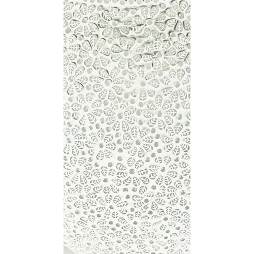 Handgefertigte Glasmosaik-Tischlampe „White Daisy“ – Oval