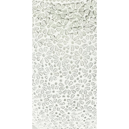 Handgefertigte Glasmosaik-Tischlampe „White Daisy“ – Ovalform, E27-Fassung