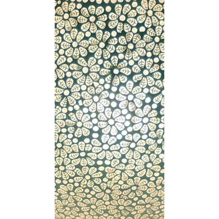 Handgefertigte Glasmosaik-Tischlampe „White Daisy“ – Ovalform, E27-Fassung