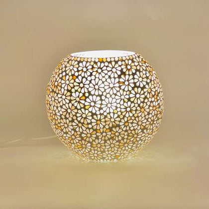 Handgefertigte Glasmosaik-Tischlampe „Yellow Daisy“ – Oval