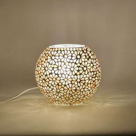 Handgefertigte Glasmosaik-Tischlampe „Yellow Daisy“ – Ovalform, E27-Fassung