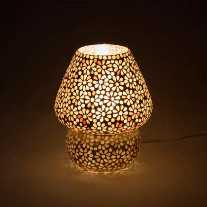 Handgefertigte Glasmosaik-Tischlampe „Yellow Daisy“ – Pilz