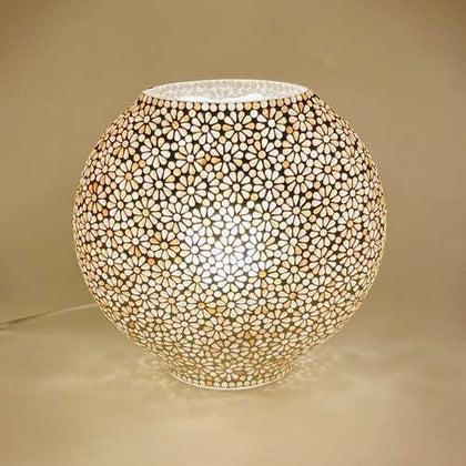 Handgefertigte Glasmosaik-Tischlampe „Yellow Daisy“ – Oval