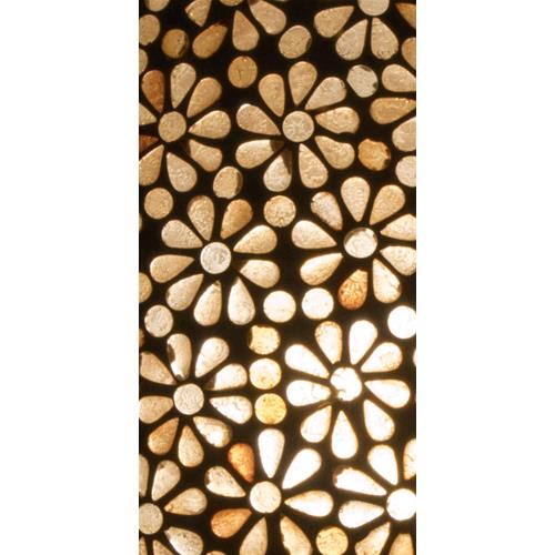 Handgefertigte Glasmosaik-Tischlampe „Yellow Daisy“ – Ovalform, E27-Fassung