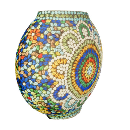 Handgefertigte Glasmosaik-Tischlampe „Colored Mandala“ – Oval