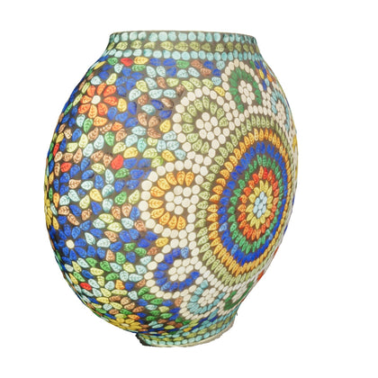 Handgefertigte Glasmosaik-Tischlampe „Colored Mandala“ – Oval